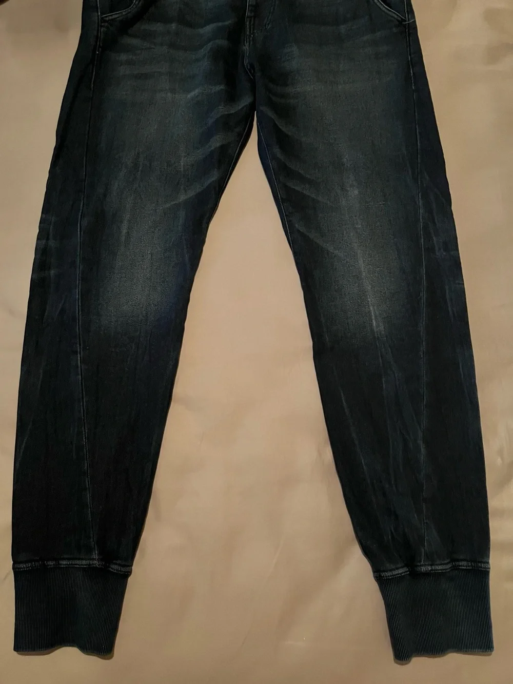 True Religion Men's Slim Straight Navy Denim Look Joggers